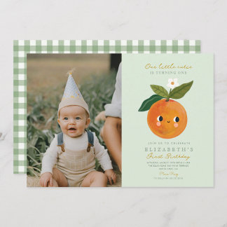 Foto Kleine Süsse verwandelt einen orangen Geburts Einladung