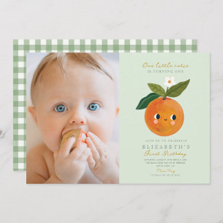 Foto Kleine Süsse verwandelt einen orangen Geburts Einladung