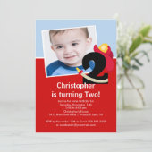 Foto-kleiner Feuerwehrmann-Jungen-2. Einladung (Stehend Vorderseite)