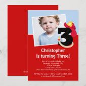 Foto-kleiner Feuerwehrmann-Jungen-drittes Einladung (Vorne/Hinten)