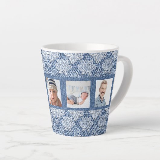 Foto-Kollektion blaue Denim-Spitze Milchtasse (Rechte Ecke)