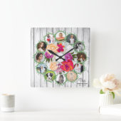 Foto-Kollektion rund um das Bouquet von Blume Quadratische Wanduhr (Zuhause)
