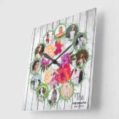Foto-Kollektion rund um das Bouquet von Blume Quadratische Wanduhr (Winkel)