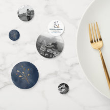 Foto Konfetti Hochzeitsflotte und Goldtisch Dekora