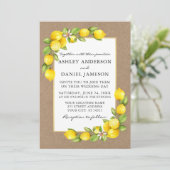 Foto Kraft Wedding Watercolor Lemons Greenerity Einladung (Stehend Vorderseite)