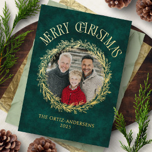 Foto-Kranz Goldfolie Weihnachtskarte Folien Feiertagskarte