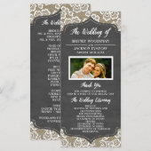 Foto-Kreidetafel-Jute-Lace-Hochzeitsprogramme Programm (Vorne/Hinten)