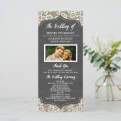 Foto-Kreidetafel-Jute-Lace-Hochzeitsprogramme Programm (Stehend Vorderseite)