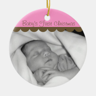 Foto-Kreis-Verzierung des rosa Babys erste Keramik Ornament