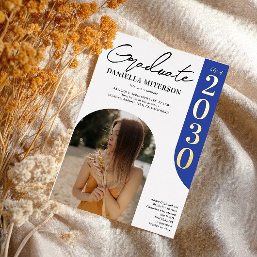 Foto kühlem Goldbogen Königsblauer Abschluss Folieneinladung