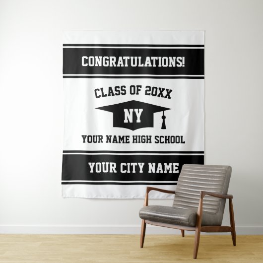 Foto-Kulisse für kundenspezifische Graduiertengrup Wandteppich (Beispiel)