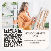 Foto Künstler Designer Elfenbein Creme QR-Code Quadratischer Aufkleber (Vorderseite)