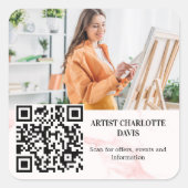 Foto Künstler Designer rosa Marmor QR-Code Quadratischer Aufkleber (Vorderseite)