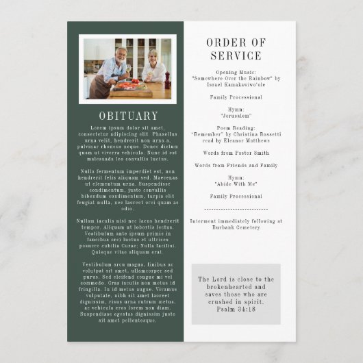 Foto "Lake Mountain" 2-Seiten-Beerdigung Programm (Rückseite)