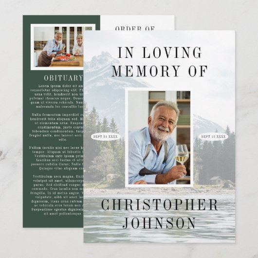 Foto "Lake Mountain" 2-Seiten-Beerdigung Programm (Vorne/Hinten)