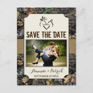 Foto Landhochzeit Rustikale Hirsch Camo Save The D Ankündigungspostkarte