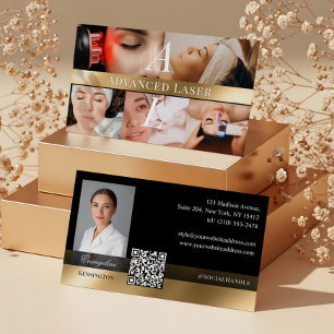 Foto-Laser-Hauttechniker-Monogramm Schwarz Gold Visitenkarte