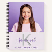 Foto-Lavendel-Monogramm im Sketchbook Notizblock (Vorderseite)