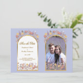 Foto Lavender Gold Elegante Hochzeit Save the Date Einladung (Stehend Vorderseite)