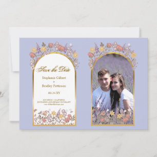 Foto Lavender Gold Elegante Hochzeit Save the Date Einladung