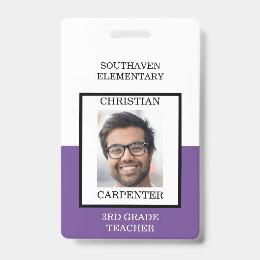 Foto-Lehrer für lila und weiße Schule Ausweis (Front)