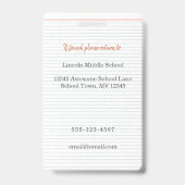 Foto Lehrer ID Abzeichen Schule, ich ohne Maske Ausweis (Back)