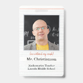 Foto Lehrer ID Abzeichen Schule, ich ohne Maske Ausweis