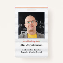 Foto Lehrer ID Abzeichen Schule, ich ohne Maske