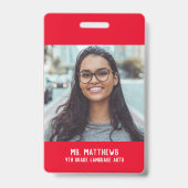 Foto Lehrer Krankenschwester Roter Name Ausweis (Rückseite)