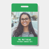 Foto Lehrerin Krankenschwester grüner Name Ausweis (Rückseite)