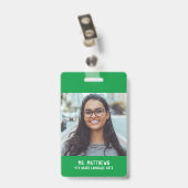 Foto Lehrerin Krankenschwester grüner Name Ausweis (Rückseite mit Clip)