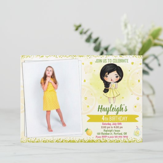 Foto Lemon Einladung Sommergeburtseinladung (Stehend Vorderseite)