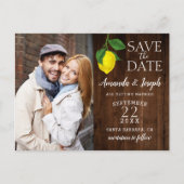 Foto Lemon Rustikales Holz Save the Date | Ankündigungspostkarte (Vorderseite)