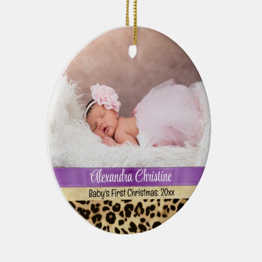 Foto Leopard Doppelseitiges 2 Bild Baby First Keramik Ornament (Rechts)