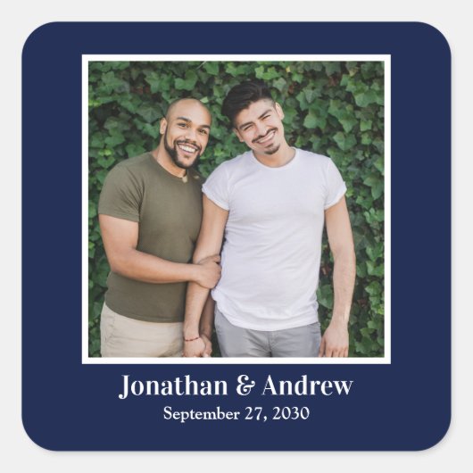 Foto LGBTQ Hochzeitsticker Quadratischer Aufkleber (Vorderseite)