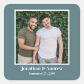 Foto LGBTQ Hochzeitsticker Quadratischer Aufkleber (Vorderseite)