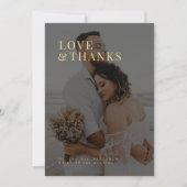 Foto Liebe dank moderner Goldtypografie Hochzeit Dankeskarte (Vorderseite)