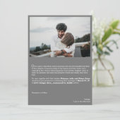 Foto Liebe-Geschichte Hochzeit Einladung (Stehend Vorderseite)