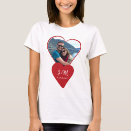 Foto Liebe Paar Initialen rotes Herz Valentine T-Shirt