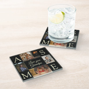 Foto Liebe Sie Opa Minimalistisch Schwarz Glasuntersetzer