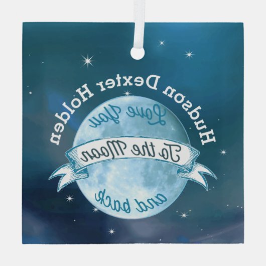 Foto Liebe Sie zum Mond und zurück Ornament (Rückseite)