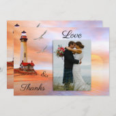 Foto Lighthouse Beach Hochzeit Danke Karte (Vorne/Hinten)