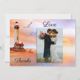 Foto Lighthouse Beach Hochzeit Danke Karte