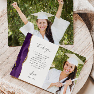 Foto Lila Achat Gold Schrift Abschluss Dankeskarte
