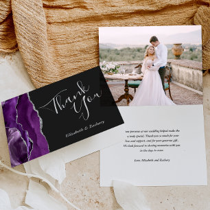 Foto Lila Achat Silber Dunkle Hochzeit Danke Karte