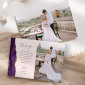 Foto Lila Agate Gold Blush Wedding Dankeskarte