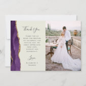 Foto Lila Agate Gold Elfenbeinhochzeit Dankeskarte (Vorderseite)