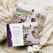 Foto Lila Agate Gold Script Hochzeit Dankeskarte