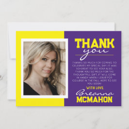 Foto lila & Gelb Abschluss Vielen Dank Einladung