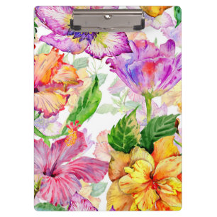 Foto Lila Gelb Orange Floral Hibiskus Klemmbrett